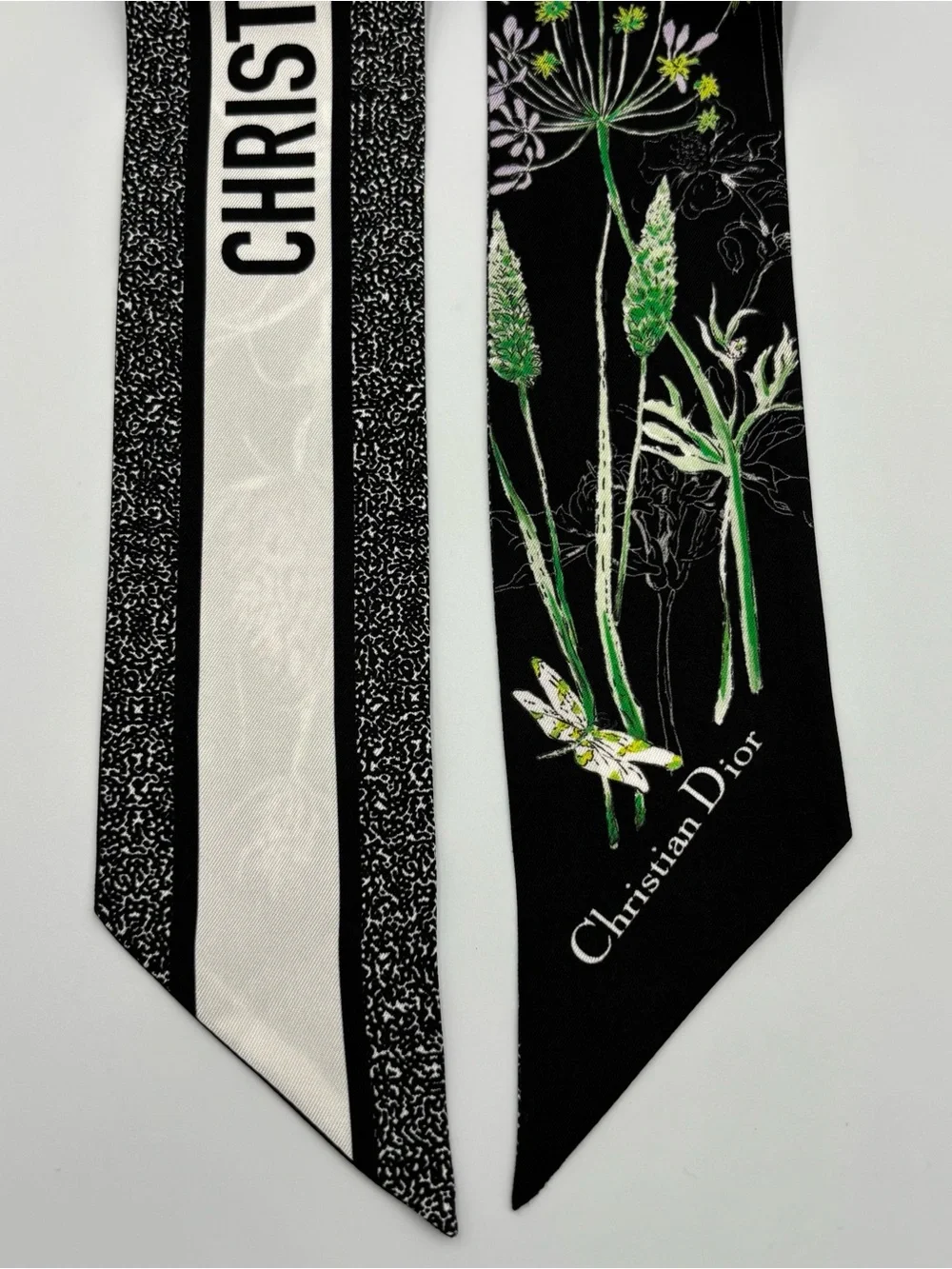 Christian Dior Herbarium Mitzah Silk Scarf Black Dragonfly Botanical